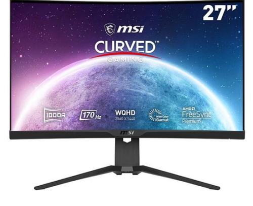 Monitor Gaming VA LED MSI 27" G272CQP, QHD (2560 x 1440), HDMI, DisplayPort, AMD FreeSync, Ecran Curbat, 170 Hz, 1 ms