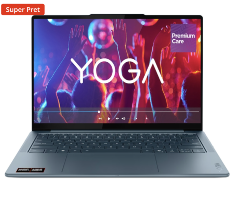 Laptop Lenovo Yoga Slim 7 14AKP10 cu procesor AMD Ryzen™ AI 7 350 pana la 5.0GHz, 14" WUXGA, OLED, 16GB DDR5x RAM, 1TB SSD, AMD Radeon™ 860M Graphics, No OS, Tidal Teal, 3y on-site Premium Care