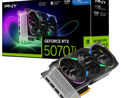 Placa video PNY nVidia GeForce RTX 5070 Ti ARGB EPIC-X Triple Fan OC 16GB, GDDR7, 256 bit